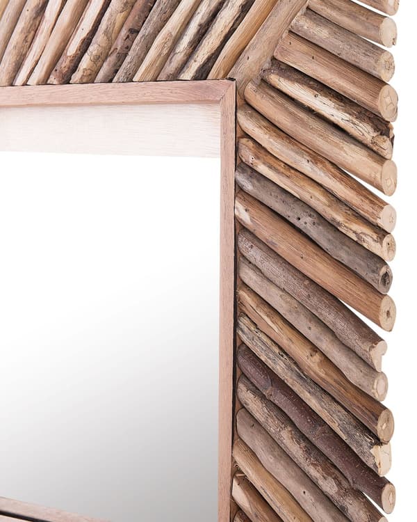 Veggspeil Lyst tre 61 x 61 cm Dekorativt Rustikk stil