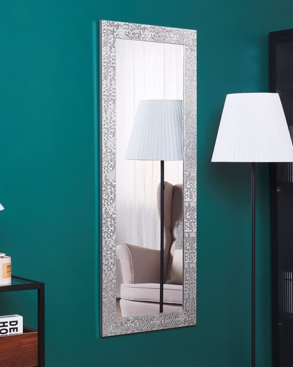 Vegghengende speil sølv 50 x 130 cm Vertikal Stue Soverom Soverom Kommode Gesso Finish