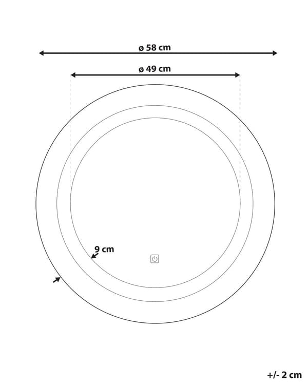 Veggmontert Hengende LED-speil 58 cm Rundt Moderne Baderomsspeil Sminkespeil Soverom