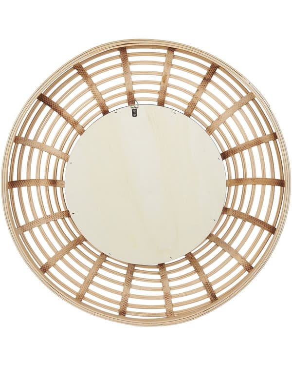 Vegghengende Speil ø 60 cm Hjemmedekorasjon Rund ramme Bambus Tre Minimalistisk design Stue Møbler Soverom