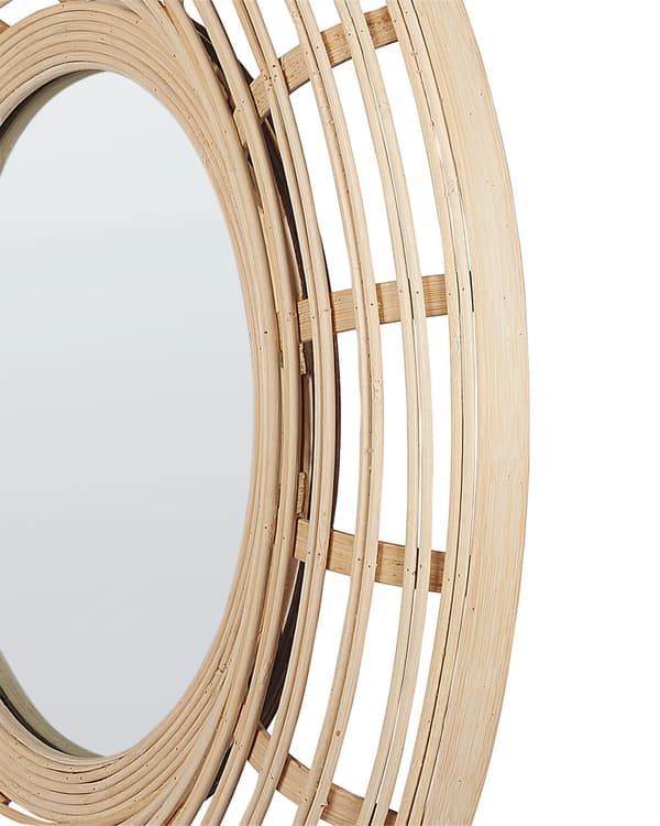 Vegghengende Speil ø 60 cm Hjemmedekorasjon Rund ramme Bambus Tre Minimalistisk design Stue Møbler Soverom