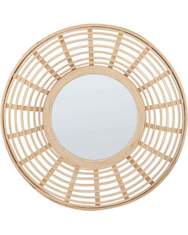 Vegghengende Speil ø 60 cm Hjemmedekorasjon Rund ramme Bambus Tre Minimalistisk design Stue Møbler Soverom