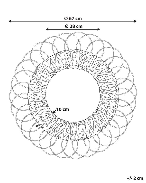 Veggspeil Naturlig Stål 67 cm Dekorativ Gang Boho