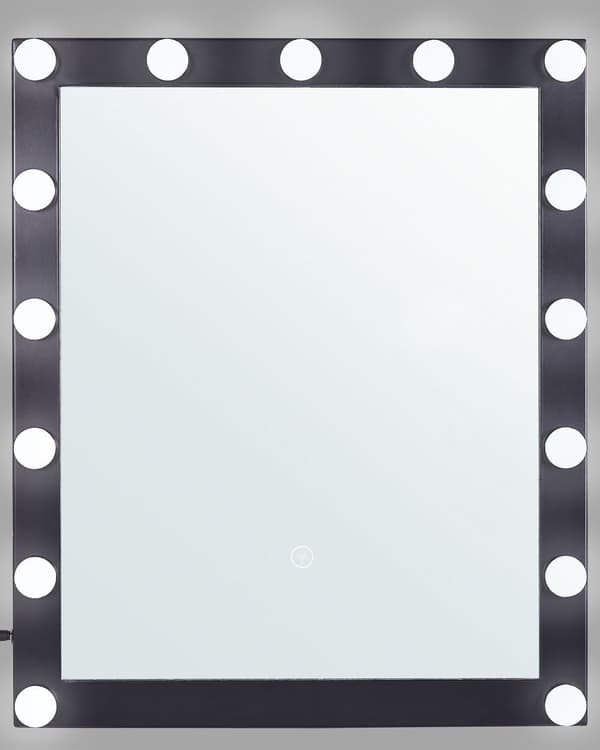 Veggspeil 50 x 60 cm svart LED lys