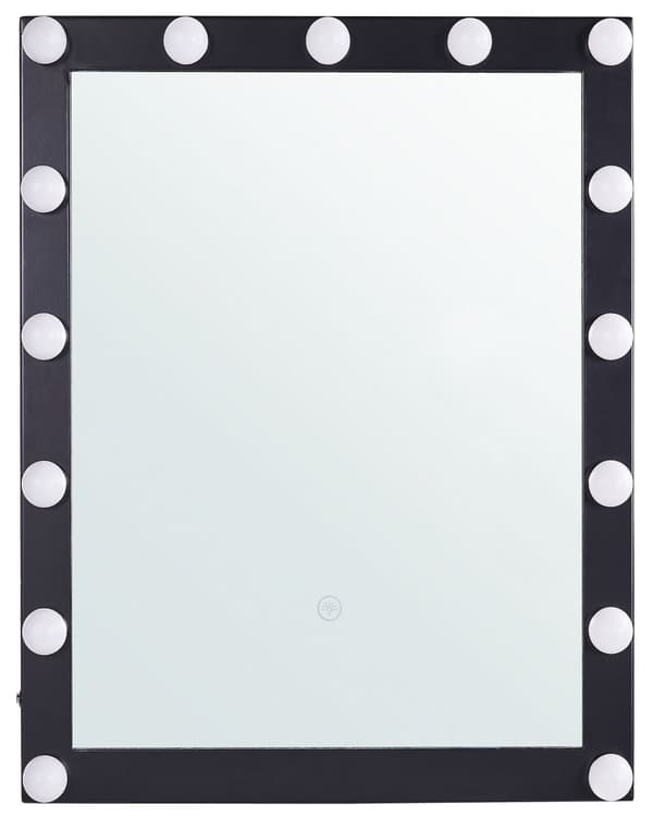 Veggspeil 50 x 60 cm svart LED lys
