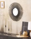Miniatyrbilde 2 av 5: Veggspeil Sort Rattan 60 cm Boho Runde Monteringskroker Stue Soverom