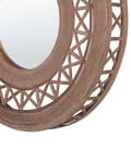 Miniatyrbilde 5 av 5: Veggspeil Lysebrun Bambus Tre Rund 62 cm Håndlaget ramme Dekorativt geometrisk mønster Boho Rustikk