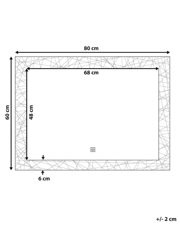 Veggspeil 60 x 80 cm LED-lys Antitåkesystem Baderomstilbehør Dekorativt baderomstilbehør