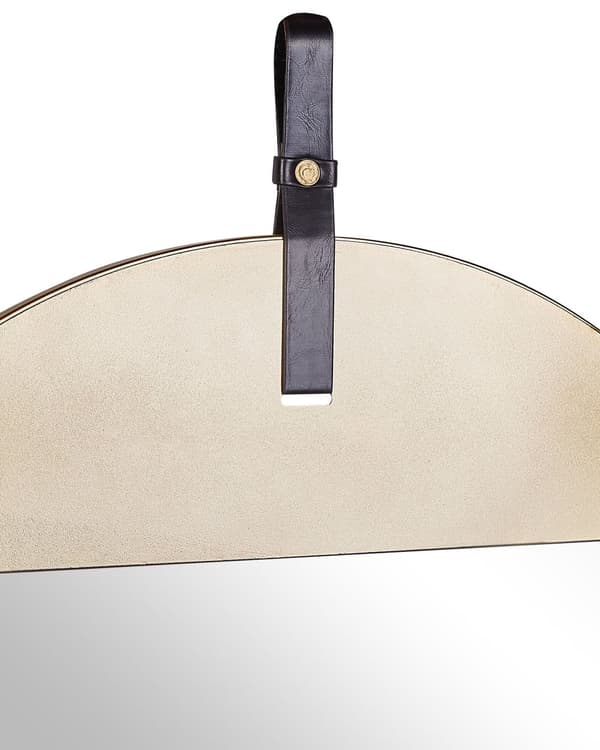 Veggspeil Gull Metall Kunstskinnstropp Rund 60 cm Dekorativ Hengende Utsmykning Moderne Glamour