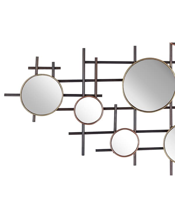 Veggspeil Svart med Gullmetall 10-delers dekorasjon 113 x 55 cm Aksentstykke Moderne glamdesign