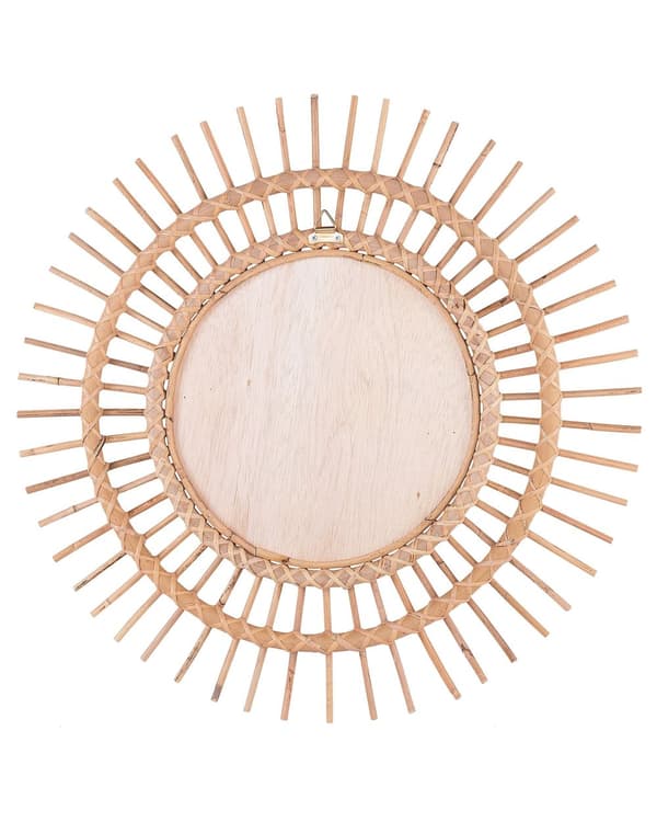 Veggspeil Beige Rotting ø 76 cm Dekorativ Gang Boho