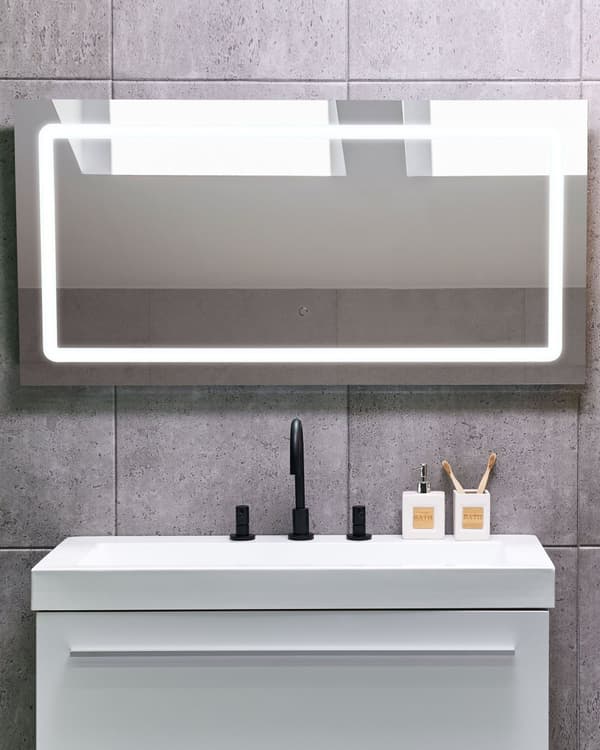 Vægmonteret hængende LED-spejl 120 x 60 cm Rektangulært Moderne Badeværelse Makeup Soveværelse