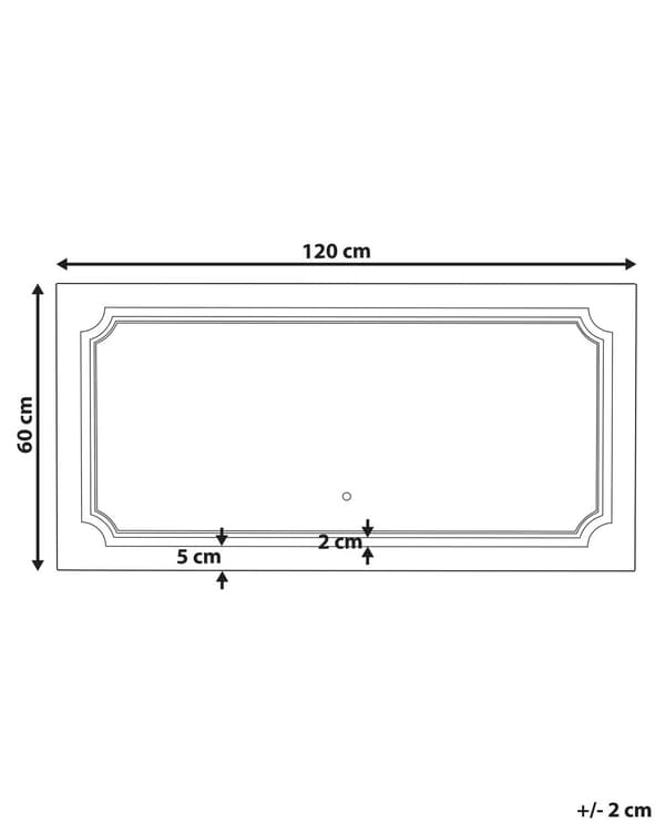 Seinäpeili hopea 120 x 60 x 4 cm lasi alumiini LED-valo suorakulmio huurtumaton kylpyhuone