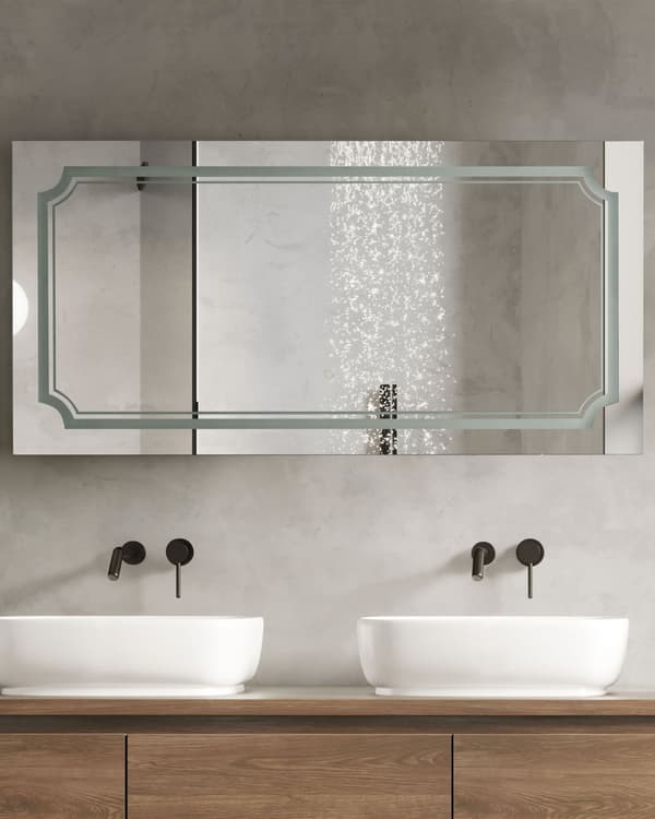 Seinäpeili hopea 120 x 60 x 4 cm lasi alumiini LED-valo suorakulmio huurtumaton kylpyhuone