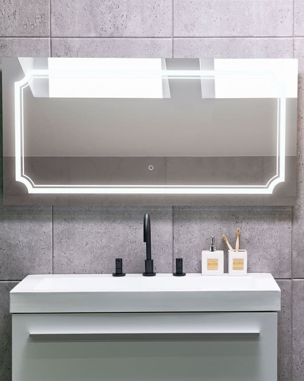 Seinäpeili hopea 120 x 60 x 4 cm lasi alumiini LED-valo suorakulmio huurtumaton kylpyhuone