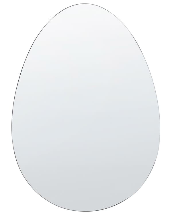 Vægspejl Sølv Glas 50 x 70 cm Rammeløs Oval Form Hængende Dekoration