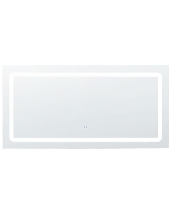 Väggspegel med LED Silver 120 x 60 cm Rektangulär Modern Design Badrum Sminkspegel Sovrum