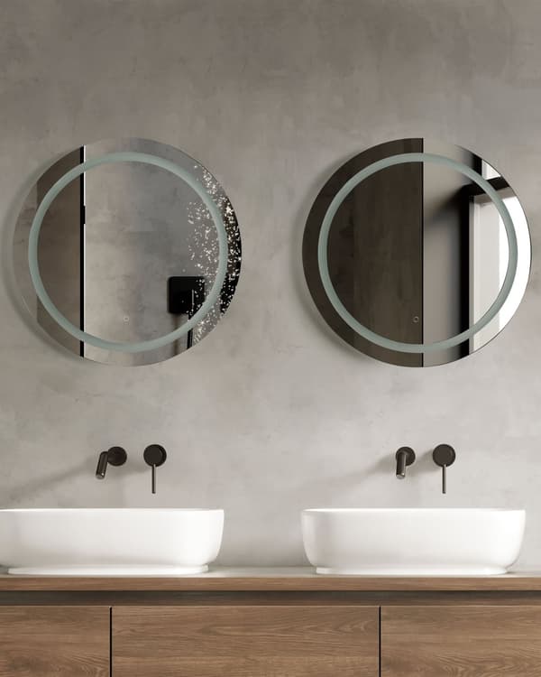 Väggspegel med LED Silver ø 79 cm Rund Modern Design Badrum Sminkspegel Sovrum