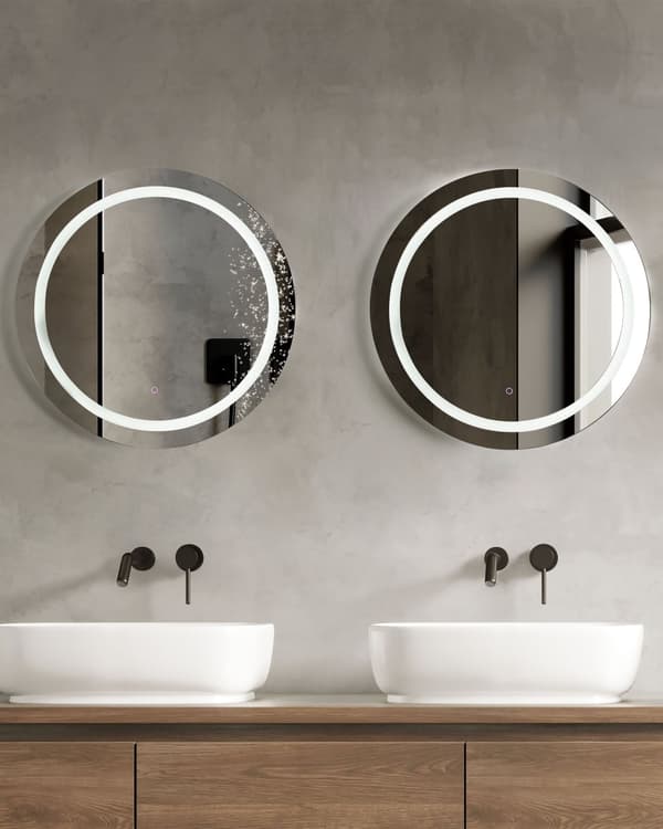 Väggspegel med LED Silver ø 79 cm Rund Modern Design Badrum Sminkspegel Sovrum