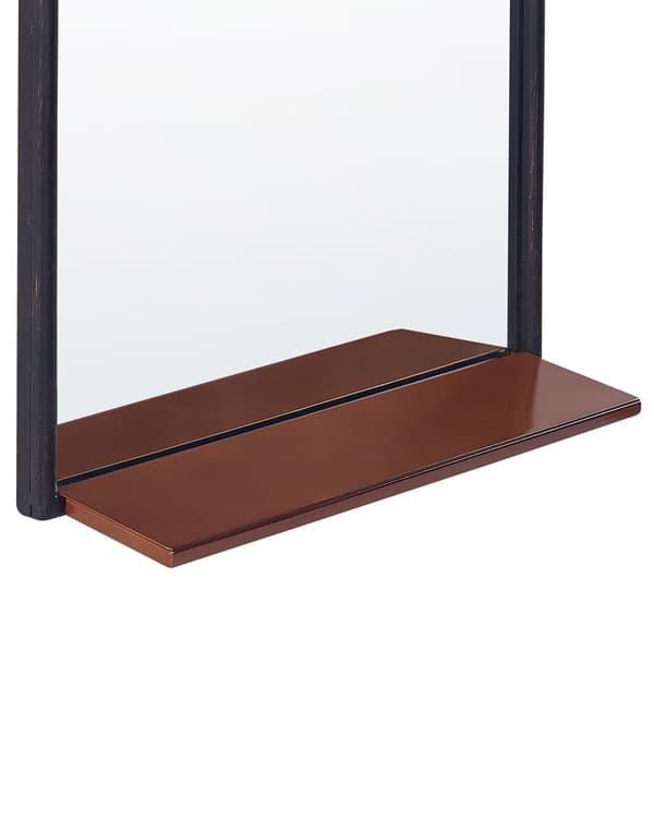 Seinäpeili musta kupari 40 x 67 x 2 cm lasi metalli MDF-levy ovaali hylly ripustettava moderni
