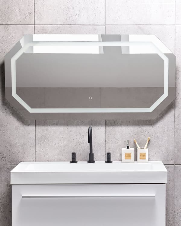 Väggmonterad LED Spegel 120 x 60 cm Oktagonal Modern Nutida Badrum Sminkspegel Sovrum