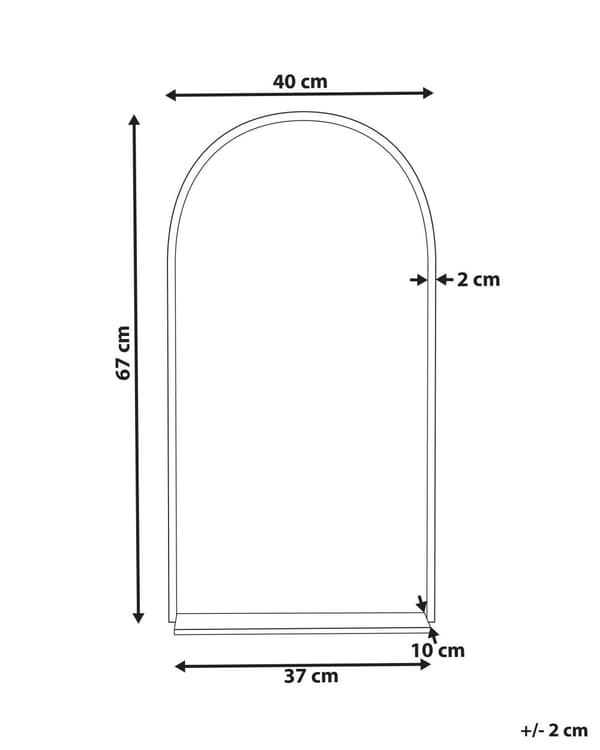 Väggspegel med Hylla Svart och Koppar Metall 40 x 67 cm Oval form Hängande Hall Dekoration