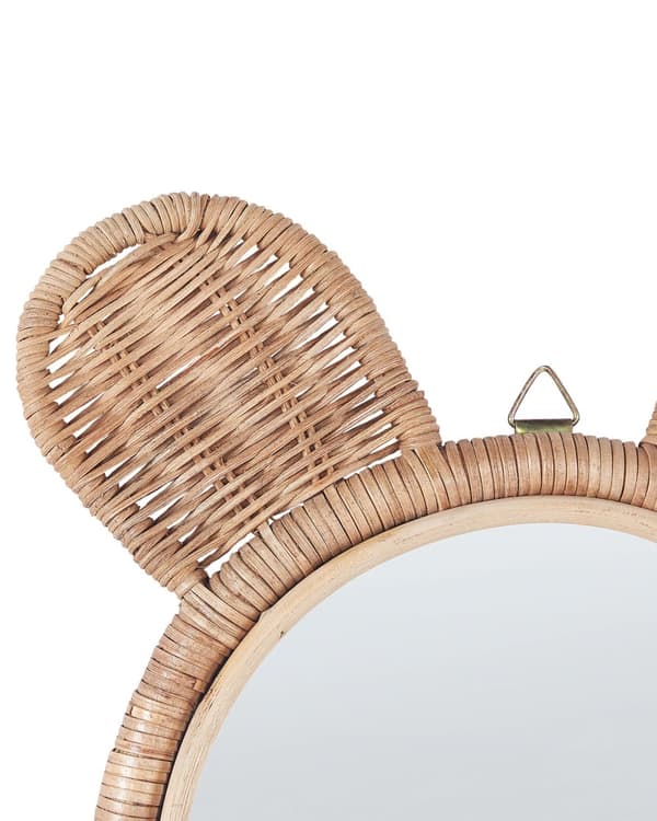 Vægspejl Natur rattan ø 20 cm Dekorative Bjørne ører Børneværelse Boho Moderne