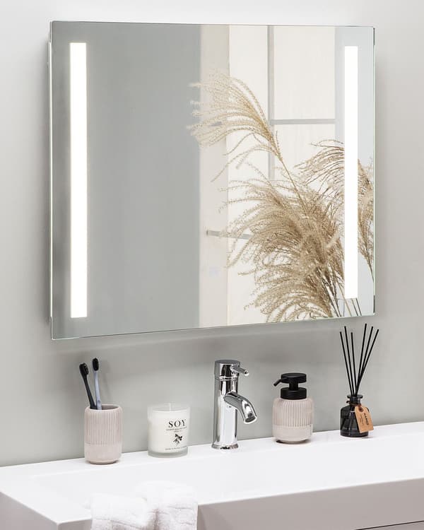 Veggspeil med LED-transparent Glass 60 x 70 cm Rektangulært med Belysning