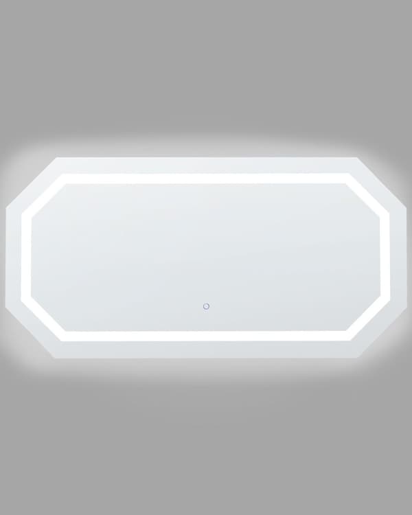 Speil med LED-belysning Sølv 120 x 60 cm Åttekantet form Sminkespeil Moderne Baderom Soverom