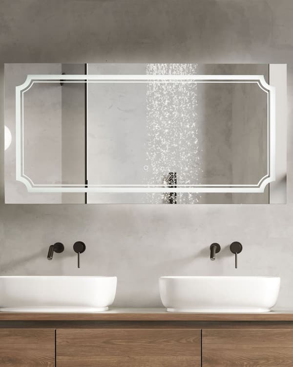 Speil med LED-belysning Sølv 120 x 60 cm Rektangulært veggspeil Moderne Baderom Soverom