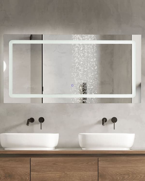 Speil med LED-belysning Sølv 120 x 60 cm Rektangulært veggspeil Sminkespeil Moderne Baderom Soverom