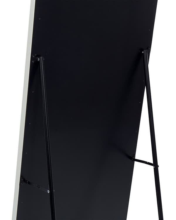 Stående spejl Hvidt PU-læder 50 x 150 cm med stativ akrylglas Rhinesten Dekorativ ramme Glamour Vægdekoratoin
