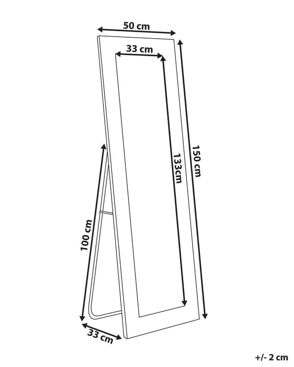 Seisova peili laivastonsininen 50 x 150 cm sametti lasi MDF suorakulmio glamour moderni