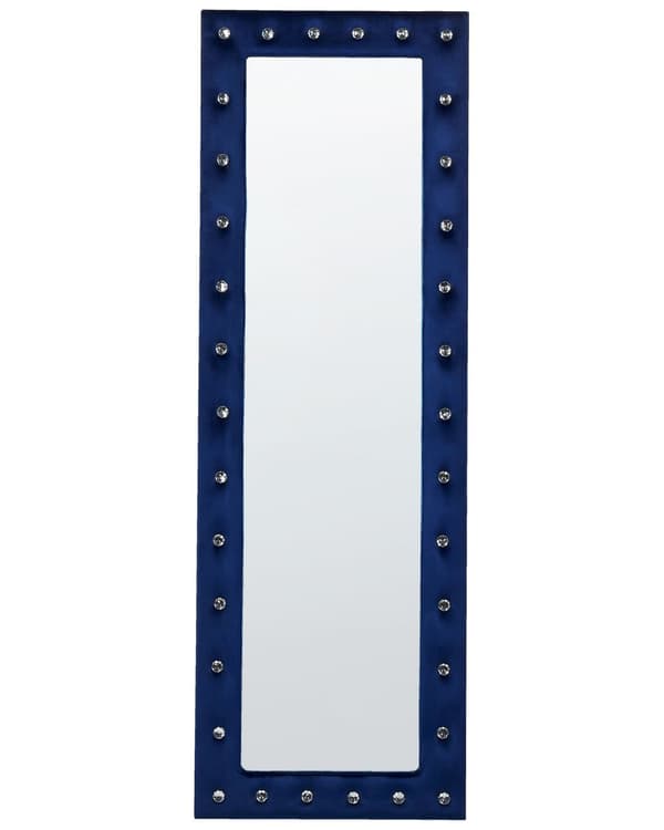 Seisova peili laivastonsininen 50 x 150 cm sametti lasi MDF suorakulmio glamour moderni