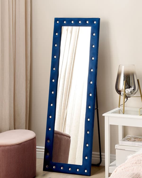 Seisova peili laivastonsininen 50 x 150 cm sametti lasi MDF suorakulmio glamour moderni
