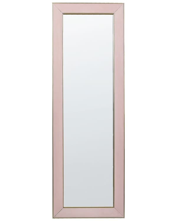 Seisova peili vaaleanpunainen 50 x 150 cm sametti lasi MDF suorakulmio glamour moderni