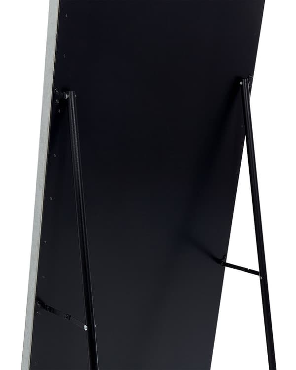 Golvspegel Svart Konstläder 50 x 150 cm med Stativ Möbelspikar Dekorativ Ram Glamour Väggdekoration Vardagsrum Sovrum