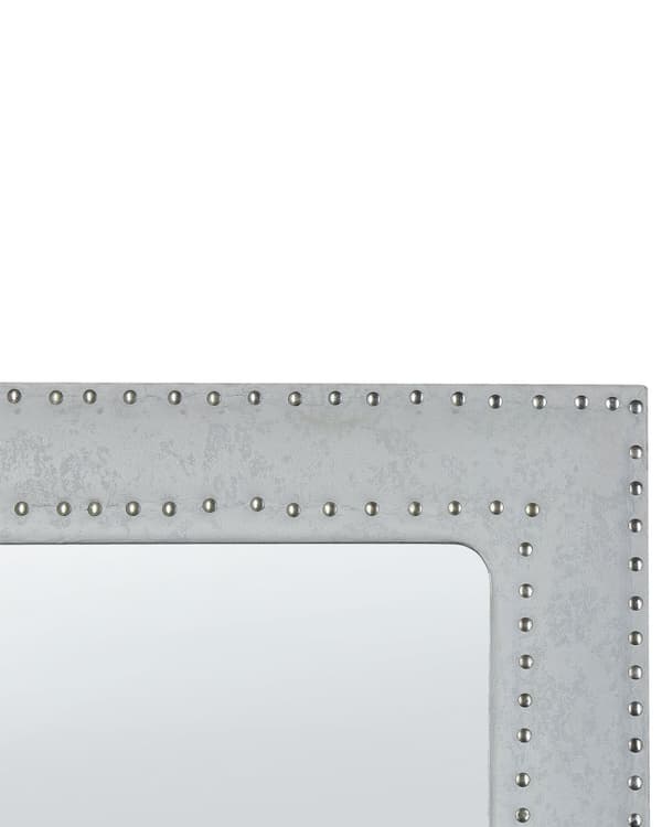 Golvspegel Svart Konstläder 50 x 150 cm med Stativ Möbelspikar Dekorativ Ram Glamour Väggdekoration Vardagsrum Sovrum