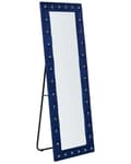 Miniatyrbild 4 av 8: Golvspegel Blå Sammet 50 x 150 cm med Stativ Akrylglas Strass Dekorativ Ram Glamour