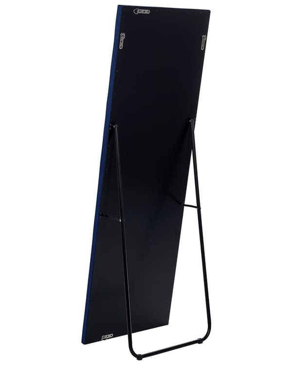 Golvspegel Blå Sammet 50 x 150 cm med Stativ Akrylglas Strass Dekorativ Ram Glamour