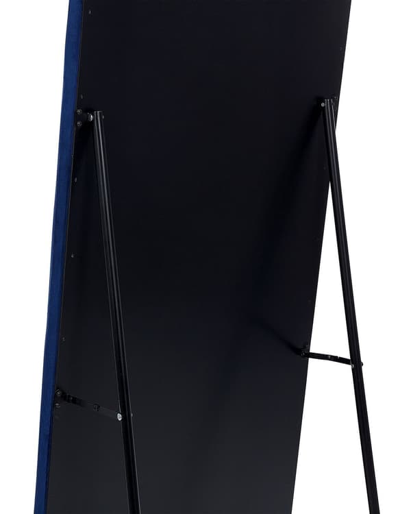 Golvspegel Blå Sammet 50 x 150 cm med Stativ Akrylglas Strass Dekorativ Ram Glamour