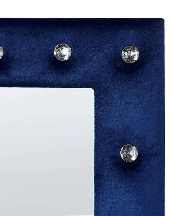 Golvspegel Blå Sammet 50 x 150 cm med Stativ Akrylglas Strass Dekorativ Ram Glamour