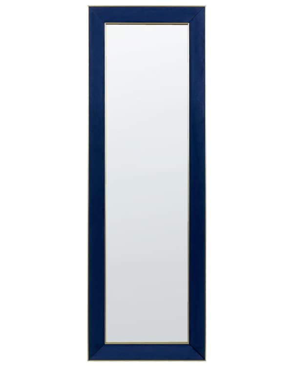 Golvspegel Blå Sammet 50 x 150 cm med Stativ Dekorativ Ram Glamour Väggdekoration Sovrum Vardagsrum