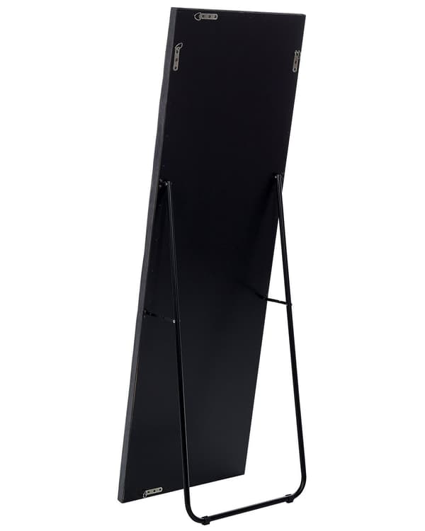 Golvspegel Mörkgrå Sammet 50 x 150 cm med Stativ Akrylglas Strass Dekorativ Ram Glamour