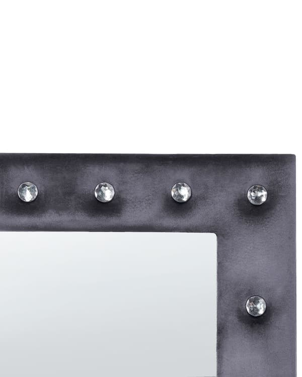 Golvspegel Mörkgrå Sammet 50 x 150 cm med Stativ Akrylglas Strass Dekorativ Ram Glamour