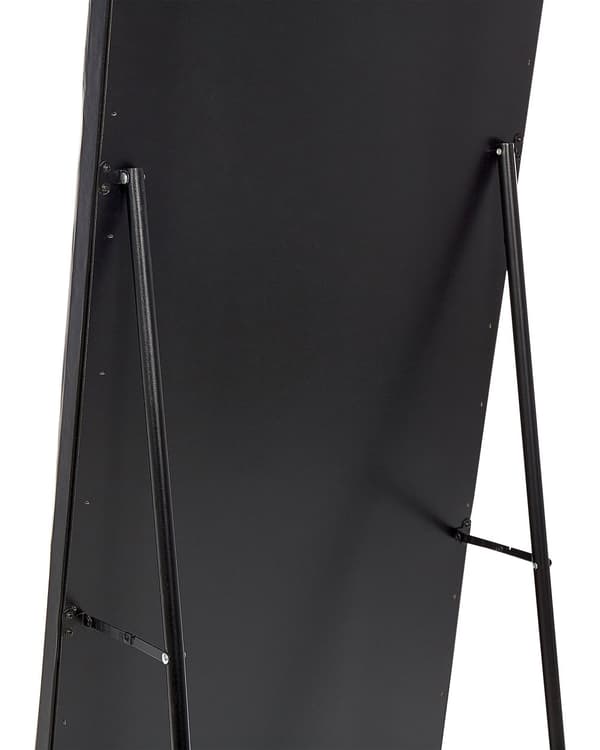 Golvspegel Svart Konstläder 50 x 150 cm med Stativ Akrylglas Strass Dekorativ Ram Glamour Väggdekor
