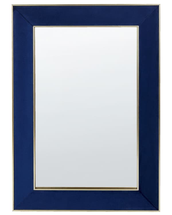 Veggspeil Blå Fløyel 50 x 70 cm Kroker Dekorativ ramme Glamour Tilbehør Veggdekor Speil