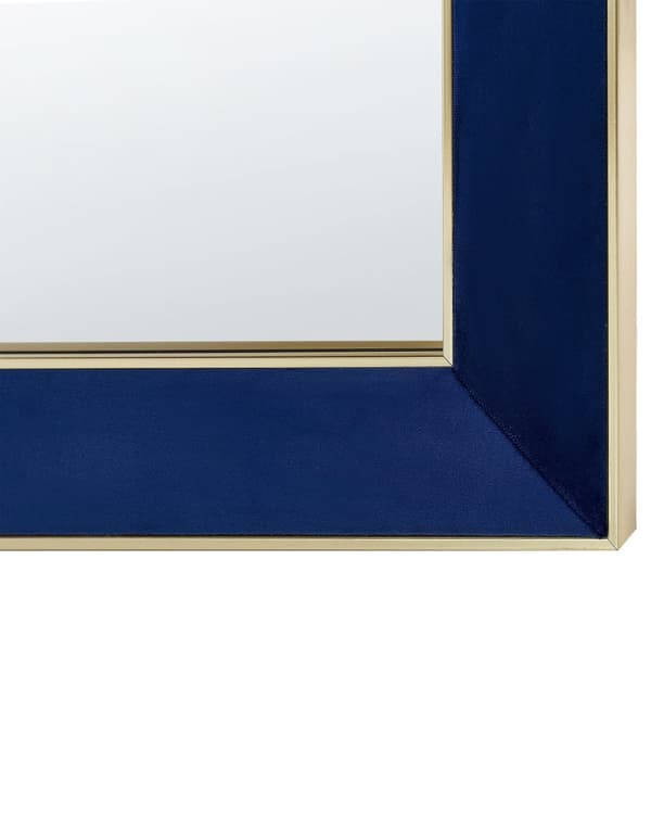 Veggspeil Blå Fløyel 50 x 70 cm Kroker Dekorativ ramme Glamour Tilbehør Veggdekor Speil