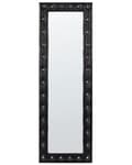 Miniatyrbilde 4 av 7: Gulvspeil Svart Kunstskinn 50 x 150 cm Speil med stativ Akrylglass Strass Dekorativ ramme Glamour Dekorasjon Veggdekor