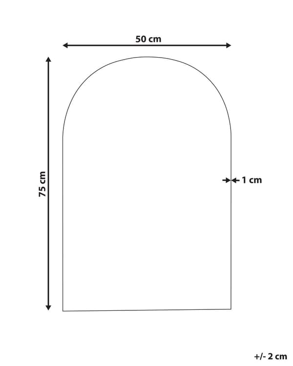 Vægspejl Sølv Glas 50 x 75 cm Moderne Spejl med Buet Top uden Ramme til Entre Pigeværelse Indretning Spejlbeslag Skjult Ophæng
